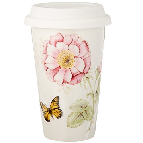 Lenox蝴蝶花朵图案12盎司随行杯，原价$11.95，现仅售$6.99