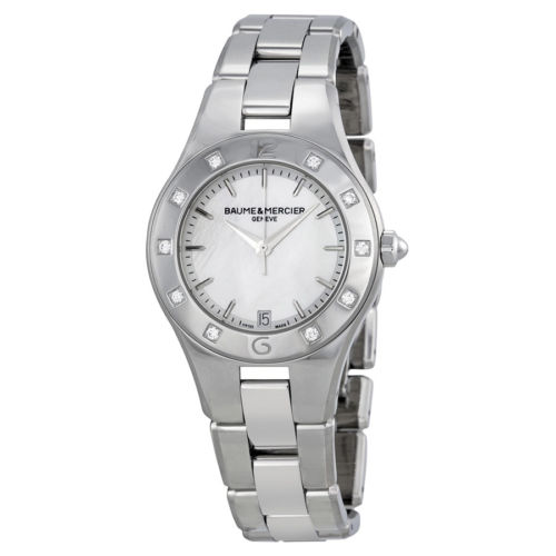 Baume and Mercier Linea Mother of Pearl Stainless Steel Diamond Ladies Watch Item No. 10071, only  $679.00, free shipping