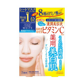 史低價！日本KOSE 高絲 CLEAR TURN WHITE 維生素C 美白淡斑面膜，5片裝， 現僅售$8.29，免運費