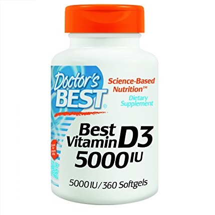 Doctor's Best Vitamin D3 5,000 IU for Healthy Bones, Teeth, Heart and Immune Support, Non-GMO, Gluten-Free, Soy Free, 360 Count, only $9.64