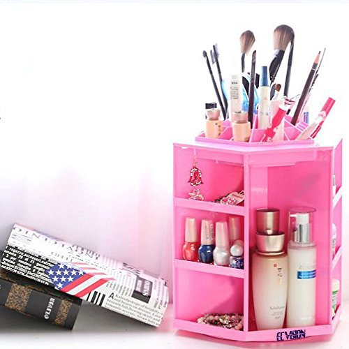 ECVISION Big Capacity Rotating Acrylic Cosmetic/revolving makeup organizer/Cosmetics Storage (Pink), only $38.99, free shipping
