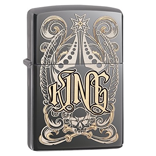 Zippo Pocket Lighter Black Ice King Design Pocket Lighter, only $15.31