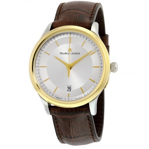 MAURICE LACROIX Les Classiques Quartz Date Silver Dial Brown Leather Men's Quartz Watch Item No. LC1237-PVY11-130, only $255.00, free shipping after using coupon code