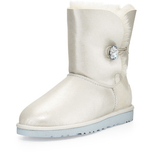 UGG Australia Bailey Metallic水晶扣白色雪地靴 特价仅售 $149.99