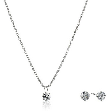 Amazon Collection 10k Gold Swarovski Pendant Necklace and Earrings Jewelry Set  $26.43