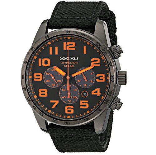 SEIKO Sport Solar Black and Orange Dial Chronograph Men's Watch Item No. SE-SSC233, only $134.99, free shipping after using coupon code