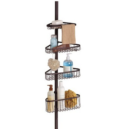 InterDesign York Bathroom Constant Tension Corner Shower Caddy for Shampoo, Conditioner, Soap - Bronze, Only $26.09, You Save $33.90(57%)