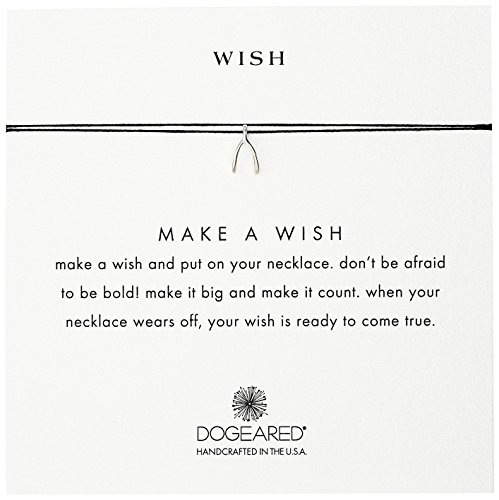 Dogeared Make A Wish Wishbone Black Necklace, 16