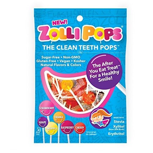 防蛀护牙的棒棒糖！ Zollipops纯天然木糖醇水果棒棒糖25支装，现仅售$5.29