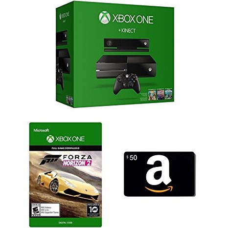 Microsoft微软Xbox One 500GB家庭娱乐游戏机 + Kinect体感 + 4款游戏$399 返$50礼品