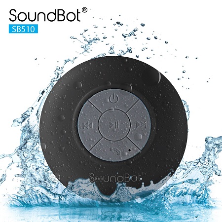 SoundBot SB510 HD Water Resistant Bluetooth 3.0 Shower Speaker - Black, only $11.49