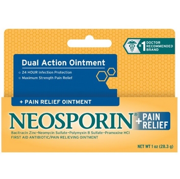 Neosporin + Maximum-Strength Pain Relief Dual Action Ointment, First Aid Topical Antibiotic & Analgesic Ointment for 24-Hour Infection Protection with Bacitracin Zinc & Pramoxine HCl, 1 oz, only $6.57