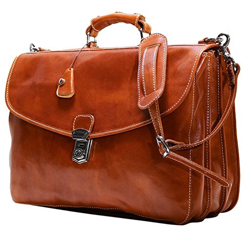 Floto Olive (Honey) Brown Leather Briefcase Messenger Bag, only $249.00, free shipping