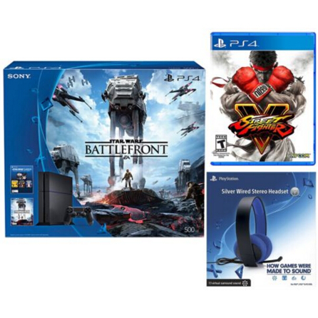 Sony PS4 500GB Star Wars Console + Street Fighter V + Sony Silver Wired Headset  $359.99