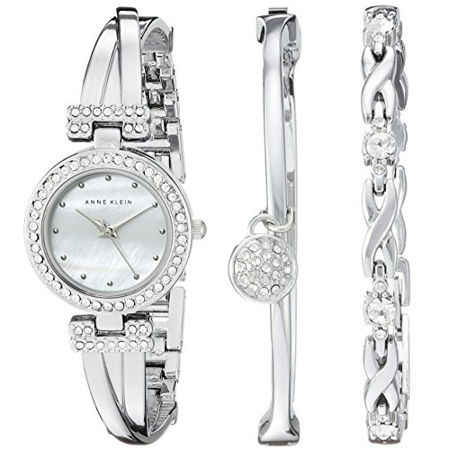 Anne Klein Women's AK/1869SVST Swarovski Crystal Accented Silver-Tone Bangle Watch and Bracelet Set, only$45.47& FREE Shipping