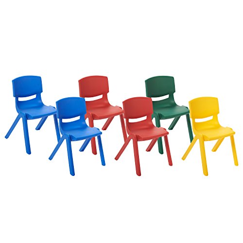 史低价！ECR4Kids 可叠放 彩色树脂 儿童椅，6件套，原价$95.99，现仅售$78.14，免运费