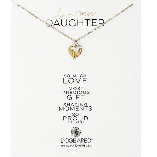 Dogeared Love My Daughter Feather Heart with Sterling Silver Cupid Heart Gold Dipped Chain Necklace $22.90 FREE Shipping on orders over $49