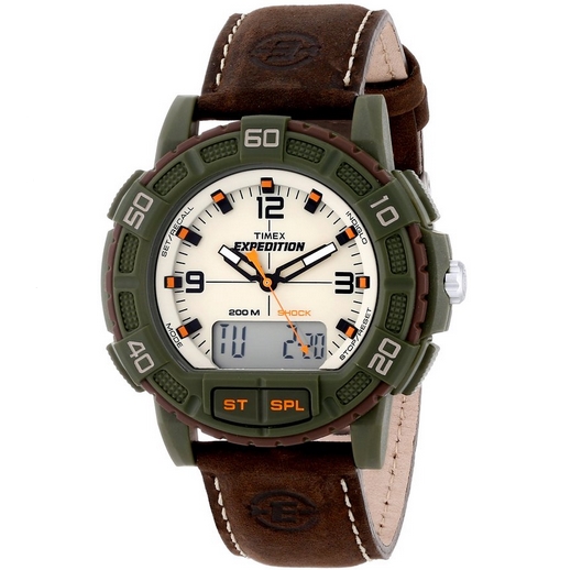 Timex Men's T49969 Expedition Double Shock Natural/Green/Brown Leather Strap Watch $26.99 FREE Shipping on orders over $49