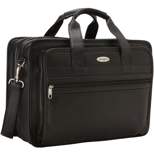 Samsonite Leather Expandable Computer Briefcase - Black, only $49.00, free shipping after using coupon code