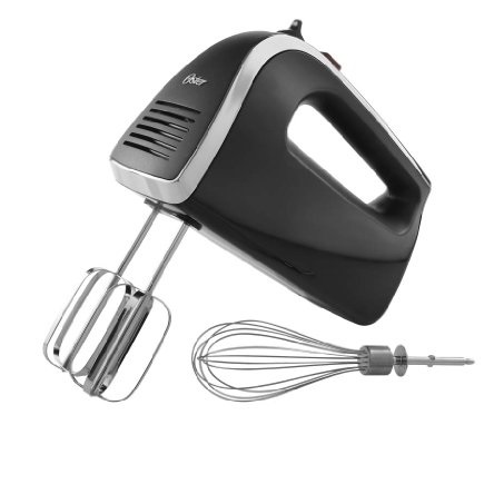 Oster FPSTHM2578 6-Speed Retractable Cord Hand Mixer with Clean Start, Black, only $14.98