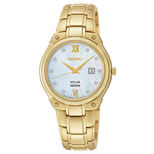 Seiko 精工Core系列女士珍珠貝母鑲鑽腕錶SUT216  現使用折扣碼特價僅售$88