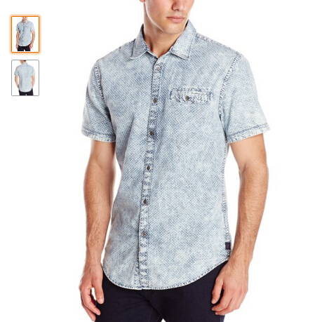 Calvin Klein Jeans 男士Indigo短袖衬衫   特价仅售$15.82