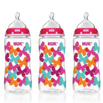 NUK 14073 Hearts Bottle with Perfect Fit Nipple, 10 Ounces, 3 Pack  $12.97