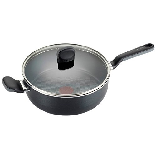 T-fal A68833 Soft Sides Nonstick Thermo-Spot Dishwasher Safe Oven Safe Saute Pan / Jumbo Cooker Cookware, 4.2-Quart, Black, only $13.19