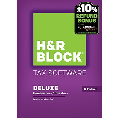H&R Block 2015 Deluxe Tax Software + Refund Bonus Offer - Windows Download, only $14.99