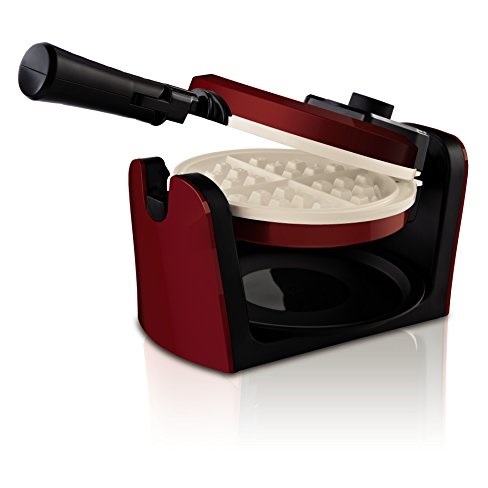 Oster CKSTWFBF10MR-ECO DuraCeramic Flip Waffle Maker, Candy Apple Red， only$23.99