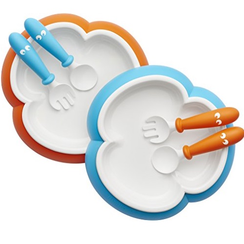BABYBJORN Baby Plate/Spoon and Fork, Orange/Turquoise, only $15.64