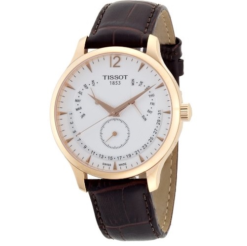 Tissot Men's T0636373603700 Tradition Rose Gold Watch with Embossed Band, only $297.00, free shipping