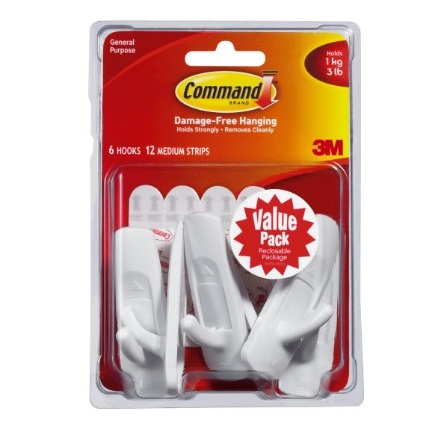 Command Utility Hooks Value Pack, Medium, White, 6-Hooks (17001-6ES), 6-Hook, only $5.82