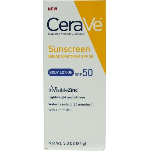 CeraVe SPF 50 Sunscreen Body Lotion, 3.0 Ounce,  only$8.99