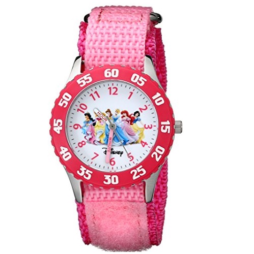 Disney Girls' W000042 Time Teacher Disney Princess Watch with Pink Nylon Band, only $19.90