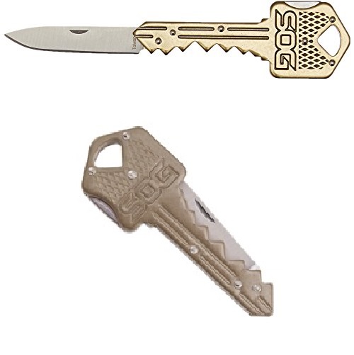 SOG Specialty Knives & Tools KEY102-CP Key Knife with Straight Edge Folding 1.5-Inch Stainless Steel Drop Point Blade, Brass, only $5.93