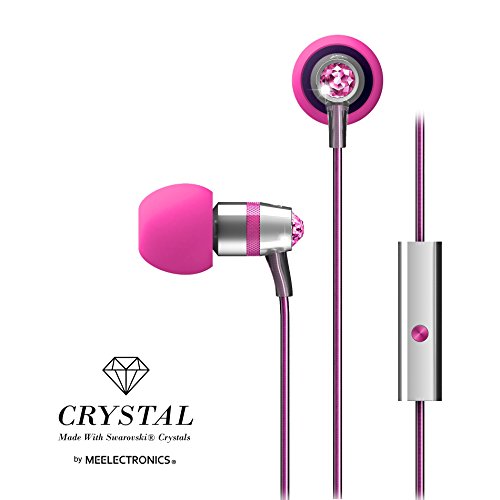 Crystal by MEE audio In-Ear Headphones with Microphone Made with Swarovski Crystals, Pink, only $23.40