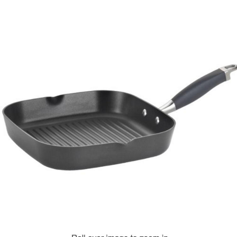 Anolon Advanced Hard-Anodized Nonstick 11-Inch Deep Square Grill Pan with Pour Spouts, Gray, Only $31.99, You Save $48.01(60%)