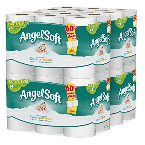 Angel Soft 2 Ply Toilet Paper, 48 Double Bath Tissue (Pack of 4 with 12 rolls each), Only   $18.61 , free shipping after using SS