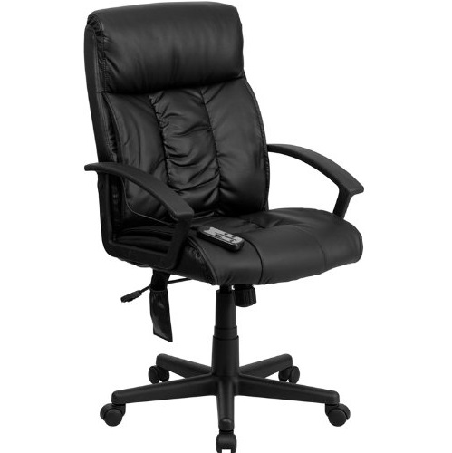 High-Back Massaging Black Leather Executive Swivel Office Chair, Only $81.08, You Save $164.92(67%)