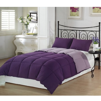Chezmoi Collection 3-Piece Purple Lilac Super Soft Goose Down Alternative Reversible Comforter Set, Queen/Full Size $29.99