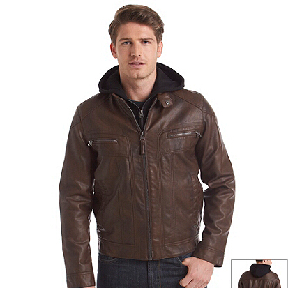 Calvin Klein Men's Faux Leather Hooded Jacket (3 Colors) for $29.99, free shipping