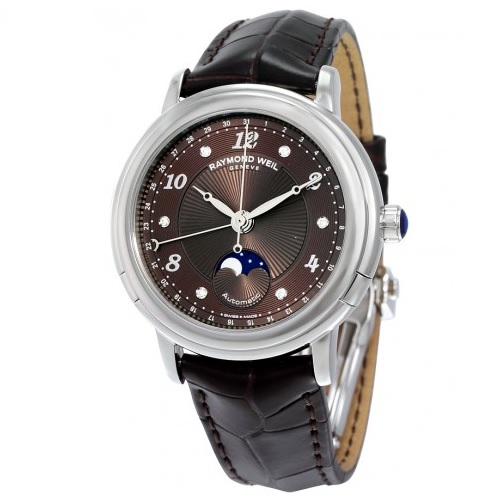 RAYMOND WEIL Maestro Brown Diamond Dial Leather Automatic Ladies Watch Item No. 2739-L2-05785, only $779.00, free shipping after using coupon code