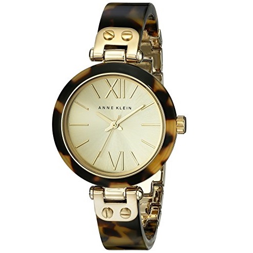 Anne Klein Women's 109652CHTO Gold-Tone Tortoise Plastic Bezel and Bangle Bracelet Watch, only $27.99  free shipping