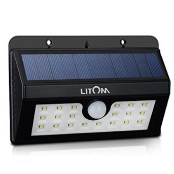Litom 太陽能感應防水戶外壁燈（含20個LED燈泡 ）特價僅售$17.99，2個僅需$34.99