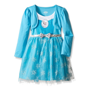 Disney Little Girls' Long Sleeve Elsa Dress, Blue, Only $14.01, You Save $35.99(72%)