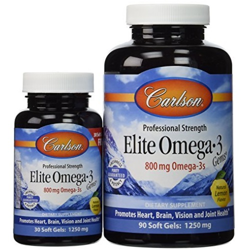 Carlson Labs Elite Omega-3 Gems Fish Oil 1250mg, lemon flavored chewable, 120 Softgels, only $16.99