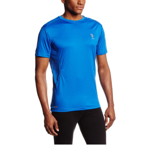 U.S. Polo Assn. Men's Mesh Panel Base Layer Crew Neck T-Shirt, China Blue, Only $5.50, You Save $32.50(86%)