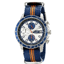 Stuhrling Original Men's 678.02 Monaco Quartz Chronograph Tachymeter Date Blue and Orange Canvas Strap Watch, Only $88.66, You Save $406.34(82%)， Free Shipping