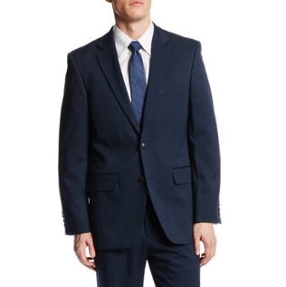 Haggar 男士 2纽扣侧通风口西装外套，深蓝色，原价$179.99，现仅售$59.94，免运费